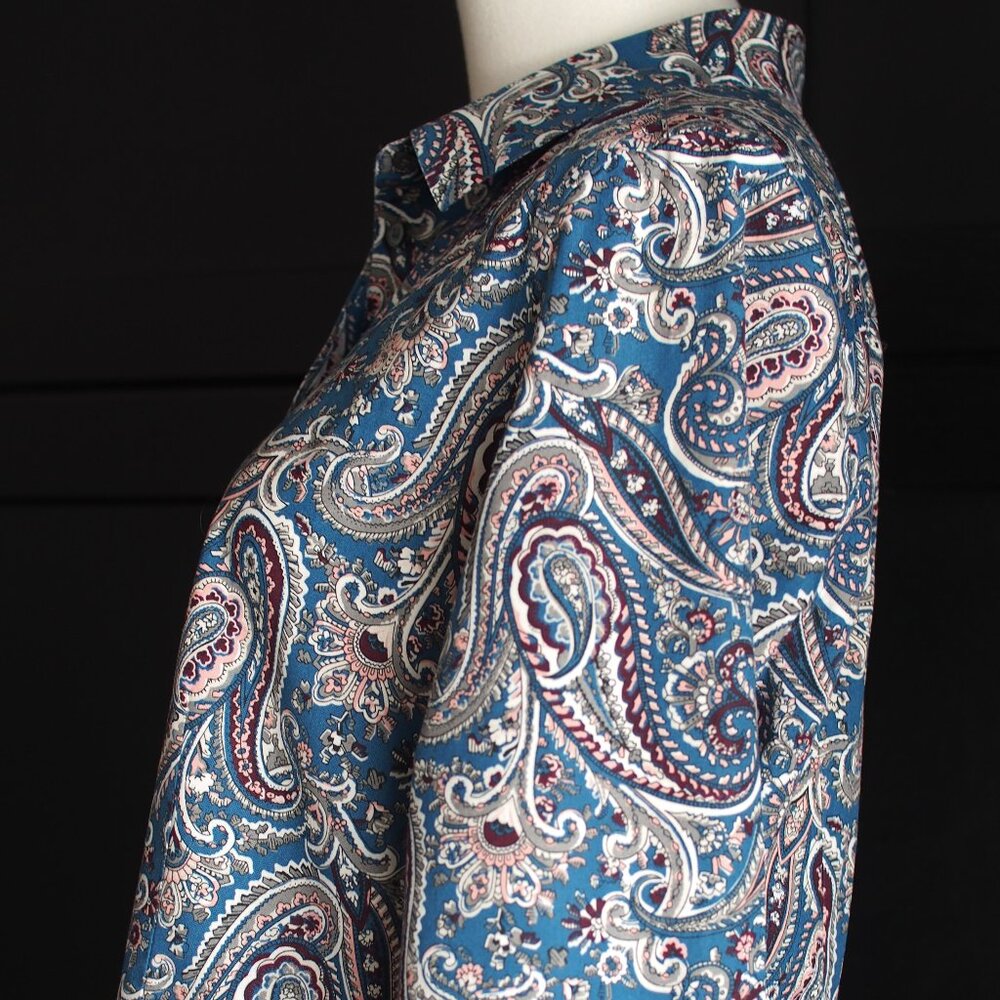 Talbots | Cotton Paisley Long Sleeve Shirt - Picture 4 of 5
